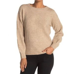 Max Studio Camel Cozy Ribbed Puff Sleeve Sweater